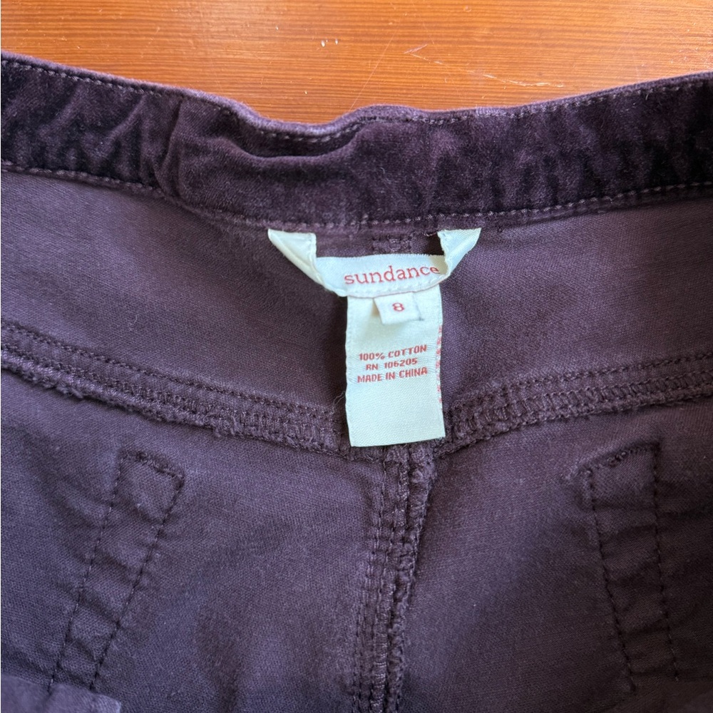 Sundance Velvet Straight Leg Eggplant Purple 100% Cotton Pants Sz 8 💚🍄 - Picture 6 of 6